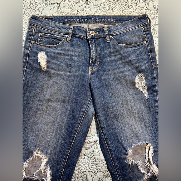 ARTICLES OF SOCIETY Distressed Straight Cropped Jeans Size 31 - Picture 4 of 11